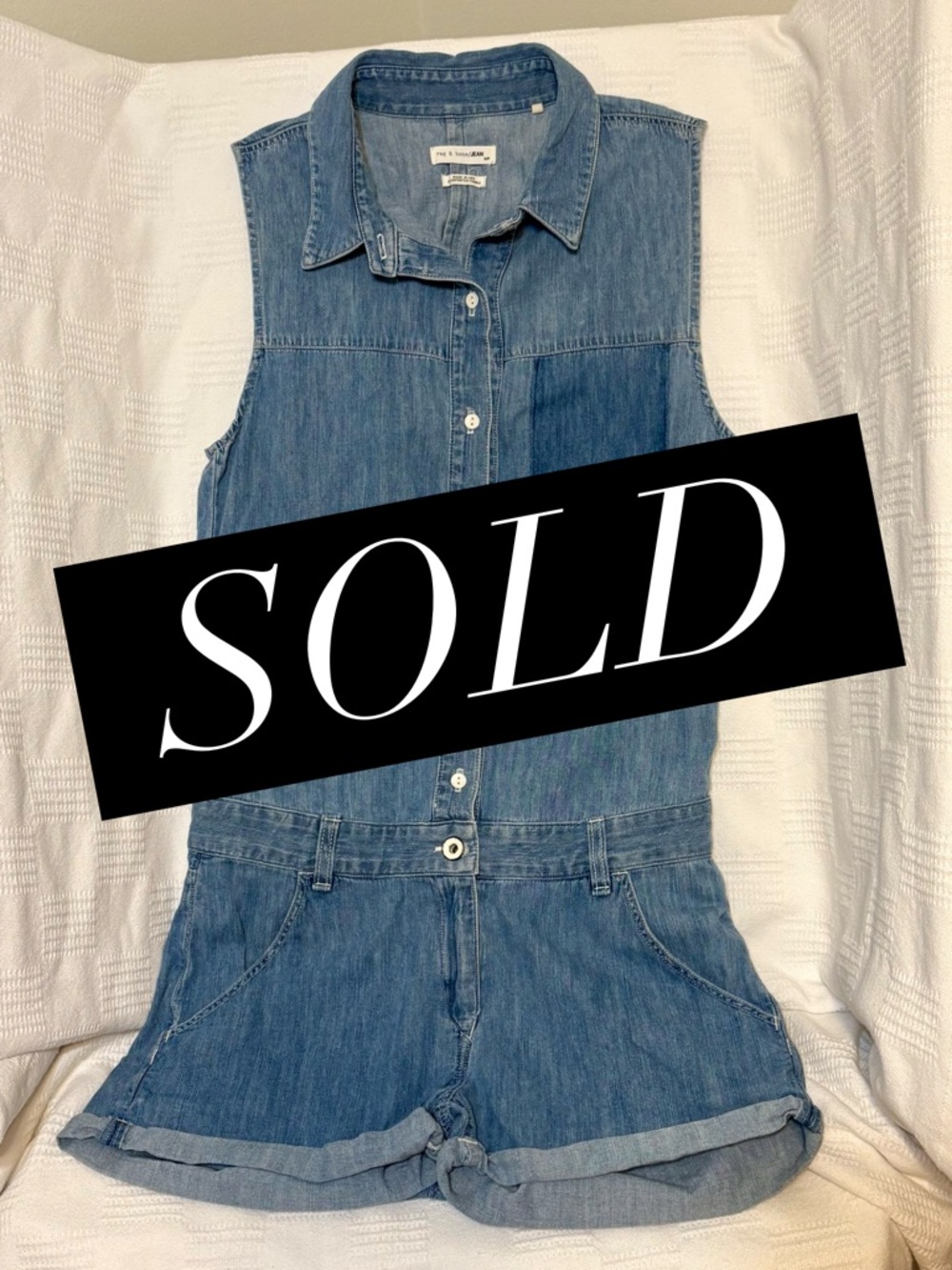 Rag & Bone Jean Sleeveless Denim Romper with Back Cutout